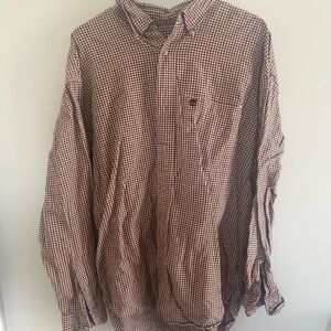 Timberland Men’s Button-Down Shirt | Size L | Burgundy & Navy Check